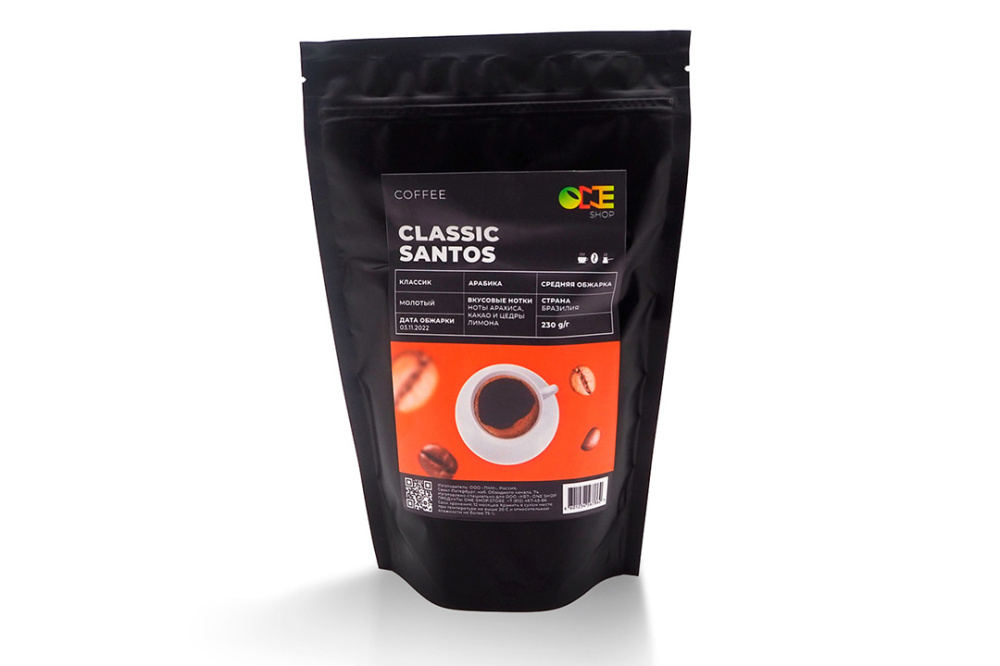 Кофе Моносорт Бразилия Сантос молотый One Shop 230 г.