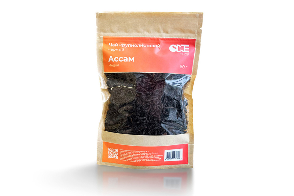 Чай чёрный листовой Ассам One Shop 50 г.