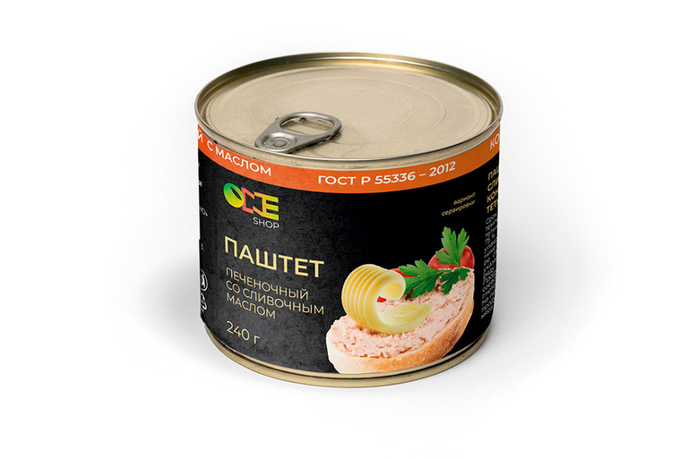 Паштет печеночный со сливочным маслом One Shop ж/б 240 г.