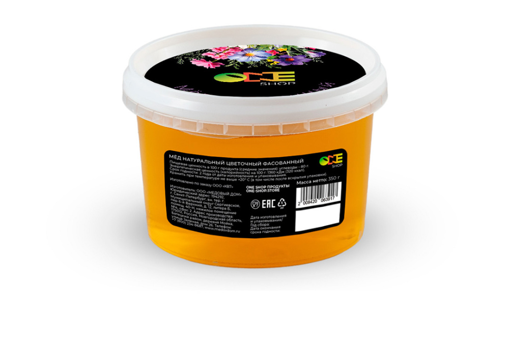 Мед натуральный цветочный One Shop 350 г.