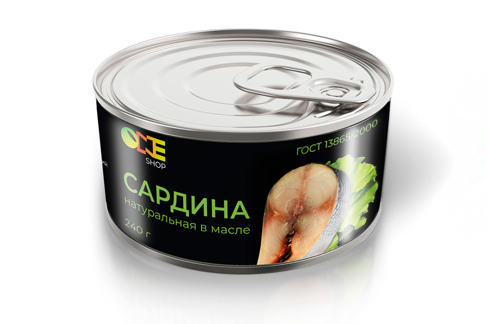 Сардина натуральная в масле One Shop ж/б ключ 240 г. 
